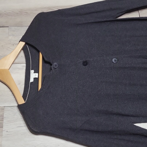 J Jill Womens S Wool Blend Duster Cardigan Sweater Long Line Charcoal Pockets - Picture 3 of 8